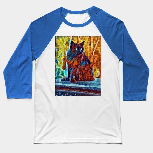 A blue-eyed cat sitting in the rain. Baseball T-Shirt by Evgeniya